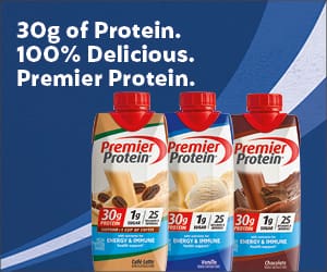 30g of Protein. 100% Delicious. Premier Protein.