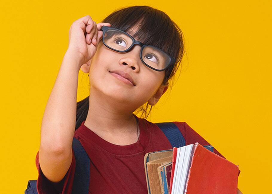 kid wearing glasses