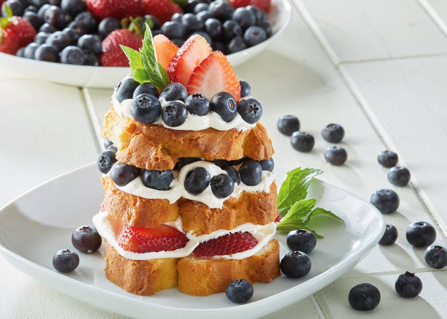 Blueberry and strawberry shortcake