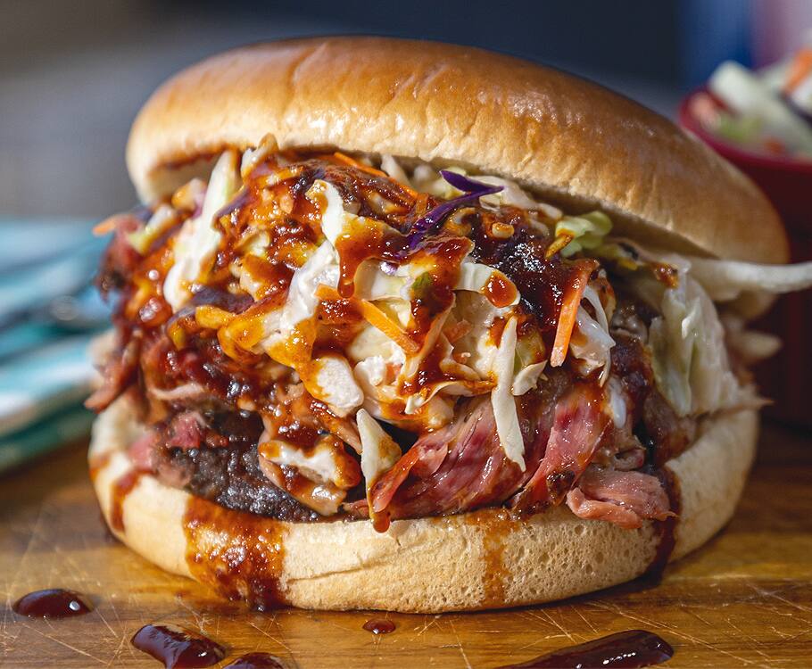 The Shed BBQ’s Southern Pulled Pork Sandwich with Coleslaw Toppere