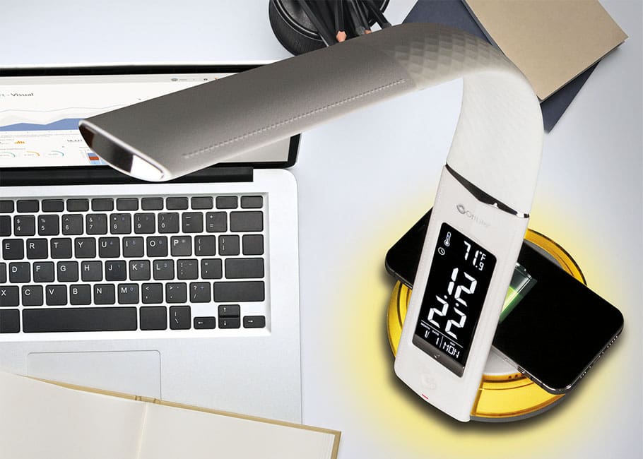 OttLite Wireless Charging LED Desk Lamp with Color Changing Base