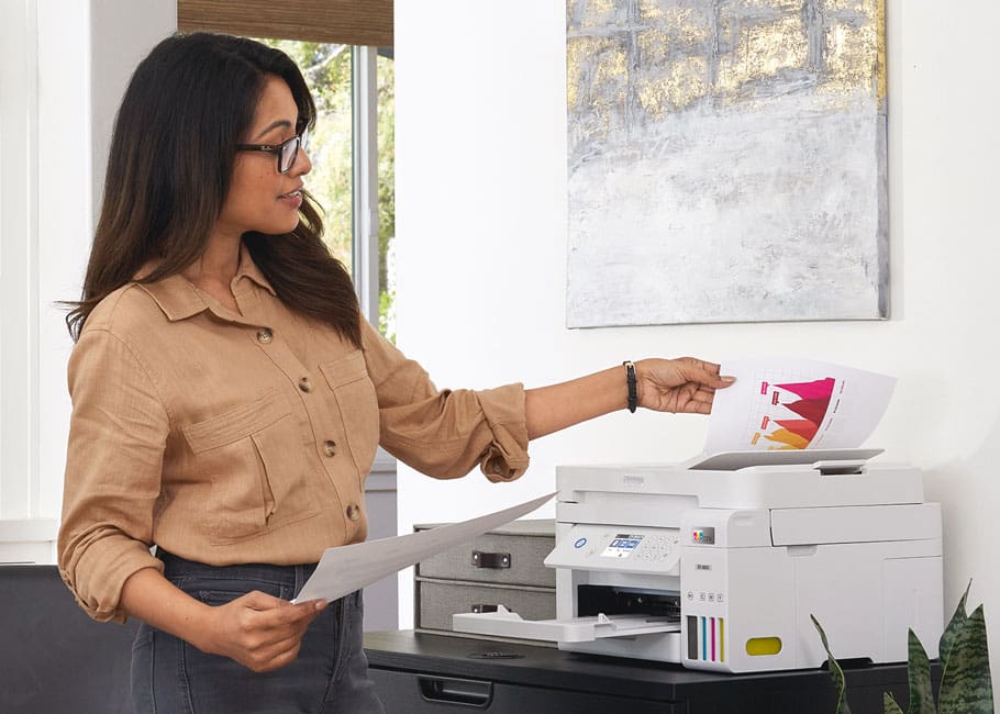 woman at printer