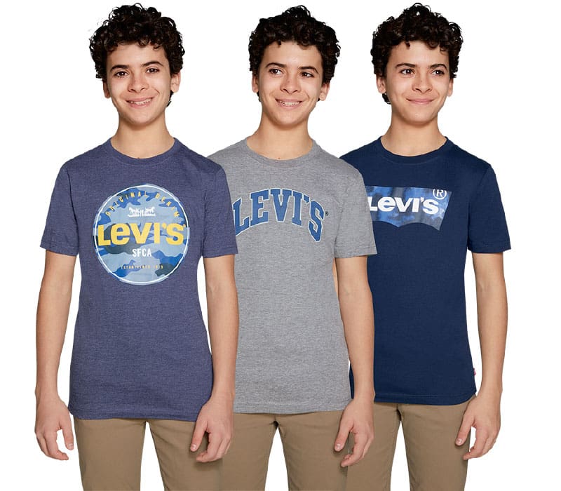 three boys in different shirts