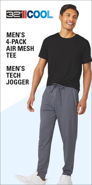 Men's 4-pack air mesh tee. Men's tech jogger