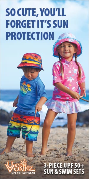 So cute, You'll forget it's sun protection - UV Skinz UPF 50+ Sunwear. 3-pece UPF 50+ Sun & Swim Sets