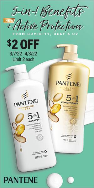 5-in-1 benefits + NEW active protection from humidity, heat & UV. $2 OFF 3/7/22 - 4/3/22. Limit 2 each. Pantene