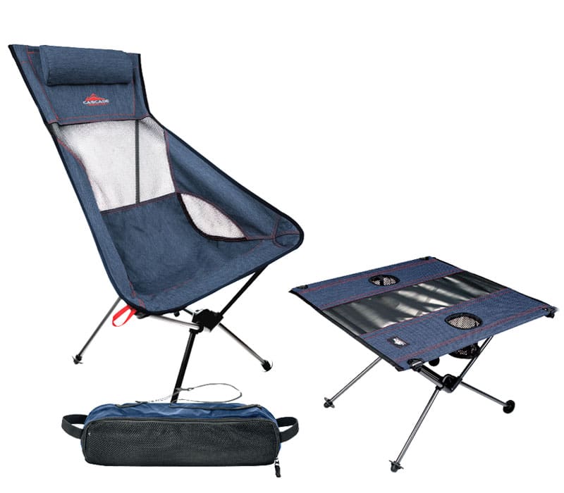camp chair and table