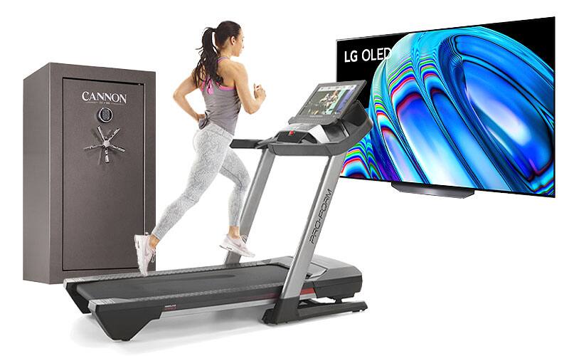 safe, treadmill, tv