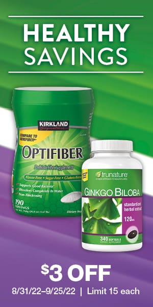 Healthy savings. $3 off. 8/31/22-9/25/22 | Limit 15 each