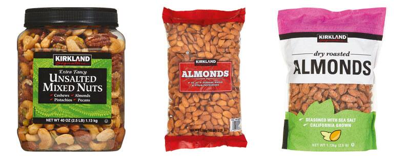 PREMIUM QUALITY UNSALTED MIXED NUTS, Item 5288; WHOLE ALMONDS, Item 284601; DRY ROASTED ALMONDS, Item 812369.
