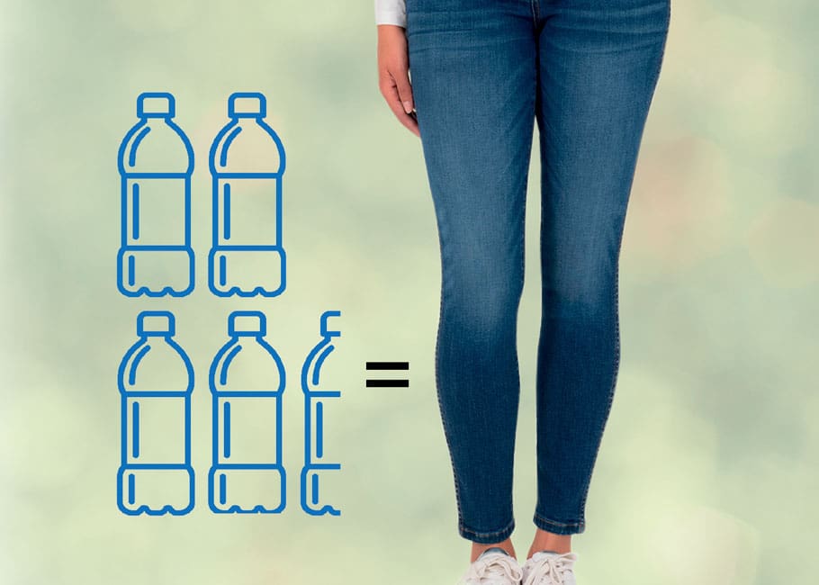 illustration of water bottles and a pair of jeans