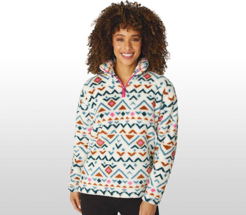 woman wearing a fleece pullover