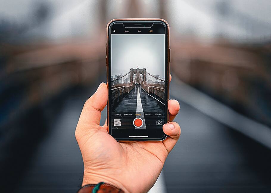 phone with a bridge image on it