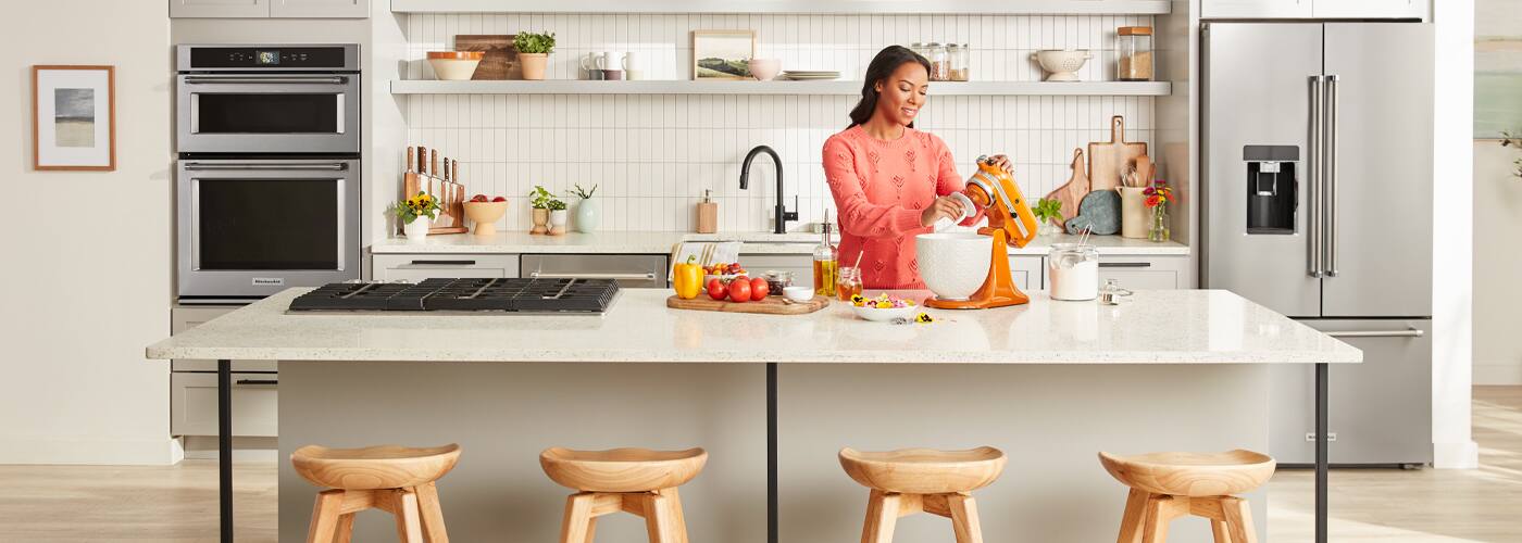 KitchenAid appliances in modern kitchen